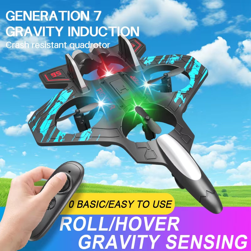 2.4G Remote Control LED Foam Fighter Glider - Stunt Tumbling UAV Helicopter with Colorful Lights
