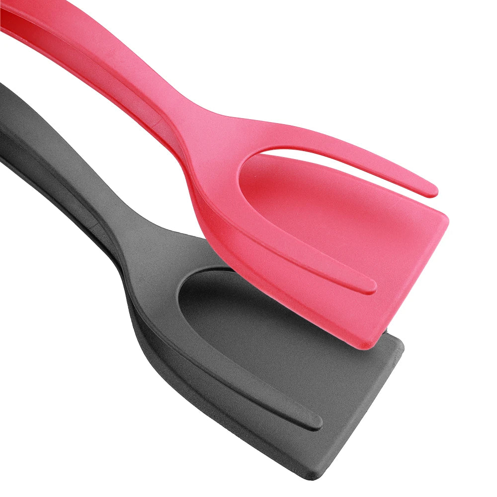 Versatile 2-in-1 Nylon Grip Tongs & Egg Spatula - Perfect for Steaks, Pancakes, and More!