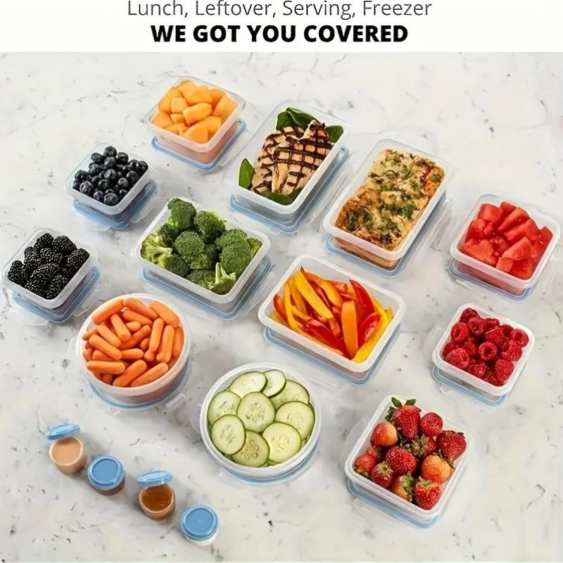 50-Piece Essential Food Storage Box Set with 24 Lids - High-Quality Sealed Containers for Kitchen, Pantry, Travel & Picnics - Includes Labels and Markings