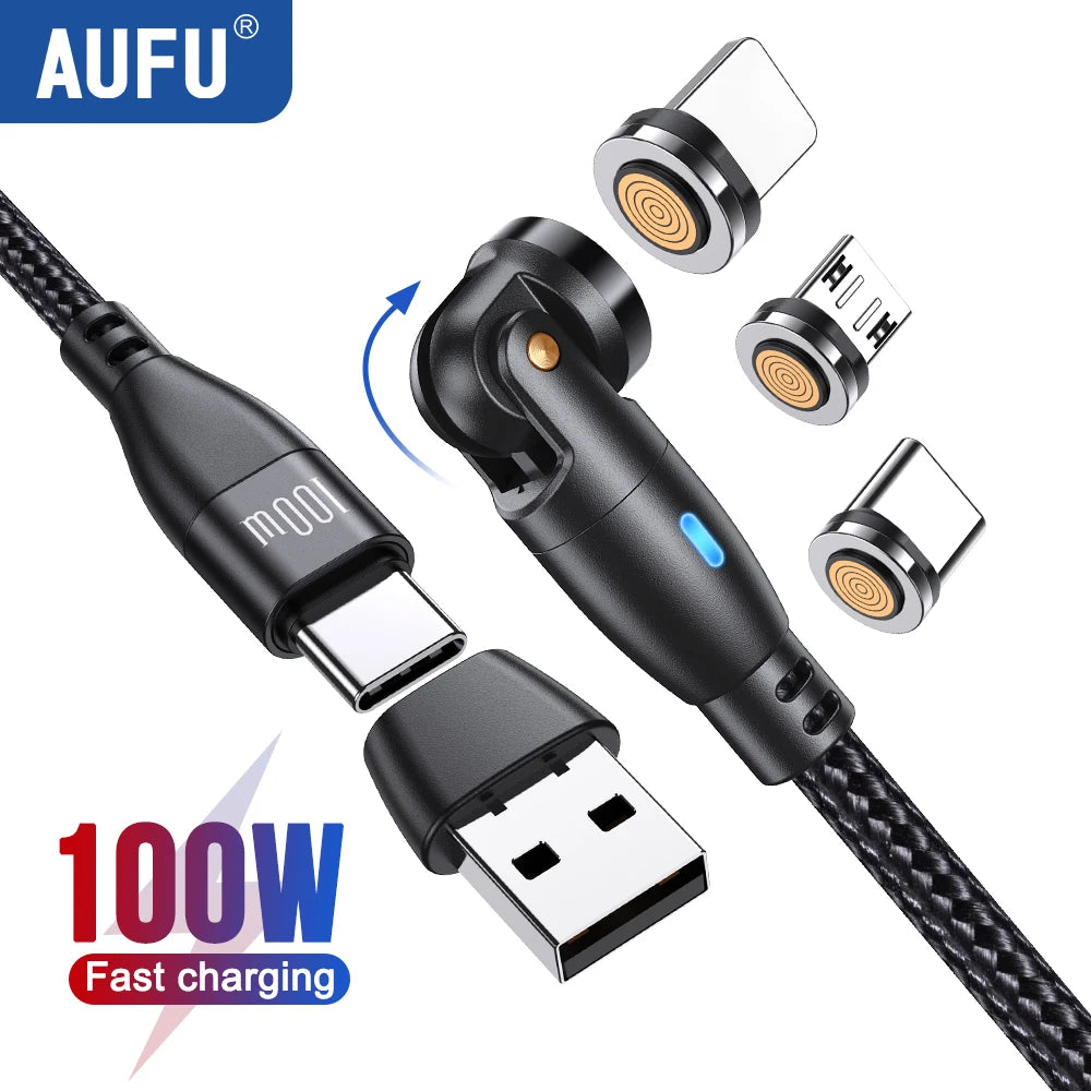 100W Magnetic USB Type-C Cable - 5A Fast Charging for MacBook, Samsung & iPhone - Ultimate Magnet Charger Cord