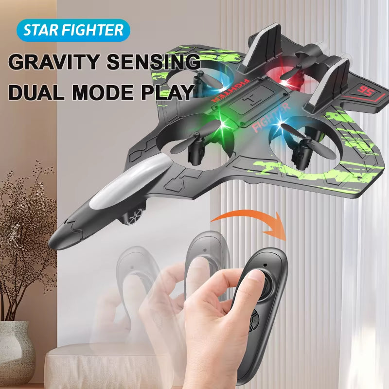 2.4G Remote Control LED Foam Fighter Glider - Stunt Tumbling UAV Helicopter with Colorful Lights