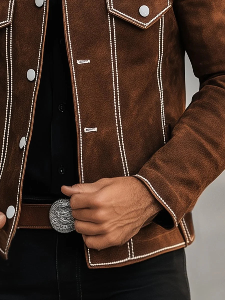 Men's Vintage Casual Suede Jacket - 24-Hour Shipping!