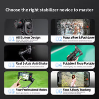 3-Axis Smartphone Gimbal Stabilizer with Fill Light - Perfect for Face Tracking, Vlogging, and All Your Smartphone Filming Needs!