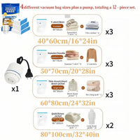 Ultimate 12 Pack Vacuum Storage Bags with Electric Pump - Extra Thick, Reusable & Odor-Free Space Savers for Clothes, Mattresses, Blankets, and More!