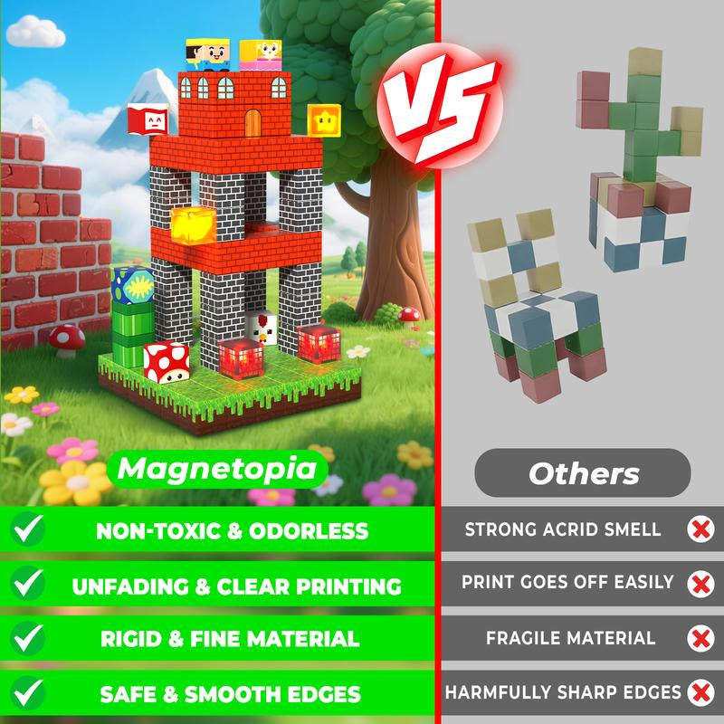 Illuminate Creativity: 200PCS Magnetic Building Blocks with Light - Perfect STEM Toy for Kids Ages 3-10, Ideal Birthday Gift for Boys and Girls!