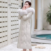 Luxurious Genuine Leather Winter Coat with Real Fox Fur Collar – Stylish Sheepskin Down Jacket for Women