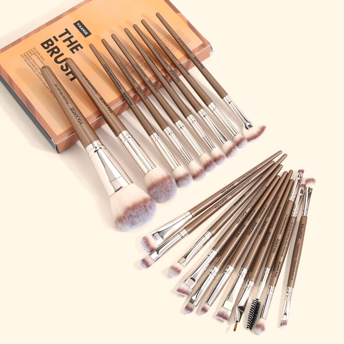 20Pcs Professional Makeup Brush Set with Box - Perfect for Powder, Eye Shadow, Foundation, and Blush!