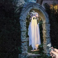 Spooky 5Ft Hanging Swinging Ghost with Lights - Perfect for Halloween Outdoor Decoration & Haunted Tree Decor for Porch and Yard