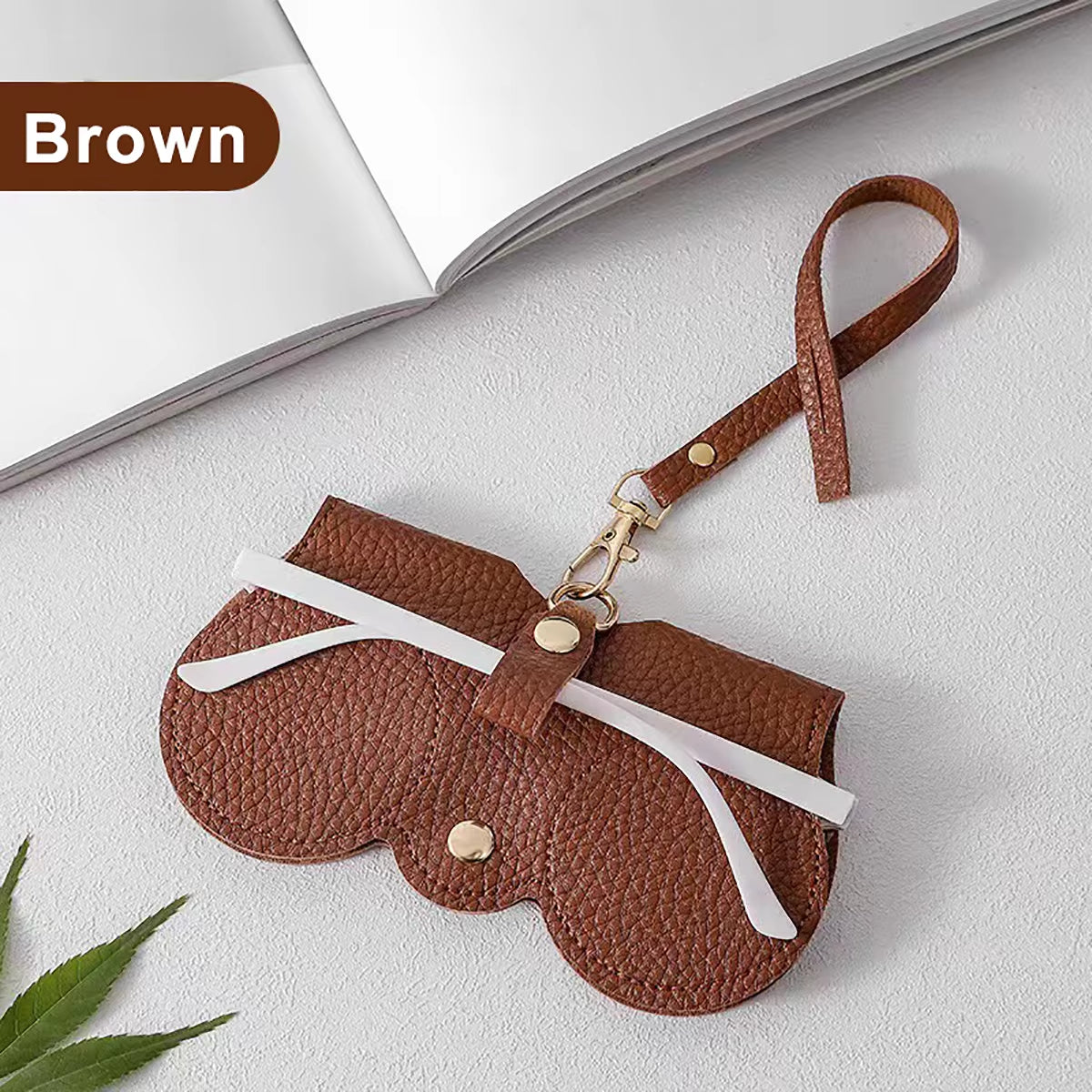 Cute Litchi Embossed PU Leather Glasses Case - Portable Sunglasses & Reading Glasses Storage Bag