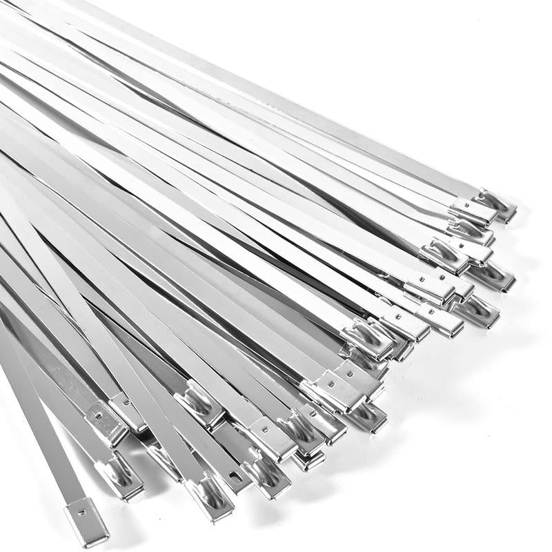 Heavy-Duty Metal Zip Ties with Stainless Steel Tie Gun - 100 Pack, 11.8 Inch UV Resistant Fastening Tool for Fences and Outdoor Use