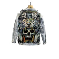 Vintage Cyberpunk Tiger Skull Denim Jacket for Men – Heavy Metal Harajuku Streetwear Motorcycle Style
