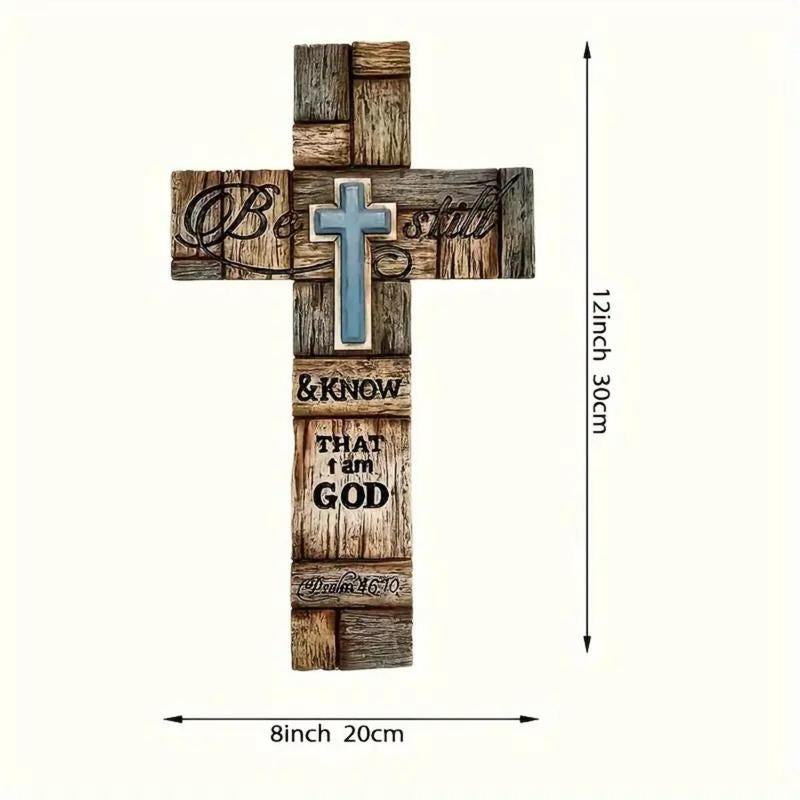 Elegant Wooden Cross Wall Art - Inspirational Bible Verse Decor for Prayer Rooms & Home, Perfect Christian Gift for Any Occasion