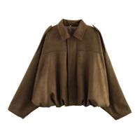 Chic Suede Texture Bomber Jacket for Women - Spring 2025 Fashion Must-Have!