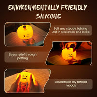 Adorable Pumpkin Night Light - Rechargeable Silicone Touch Lamp for Halloween Decor & Fun Office Vibes