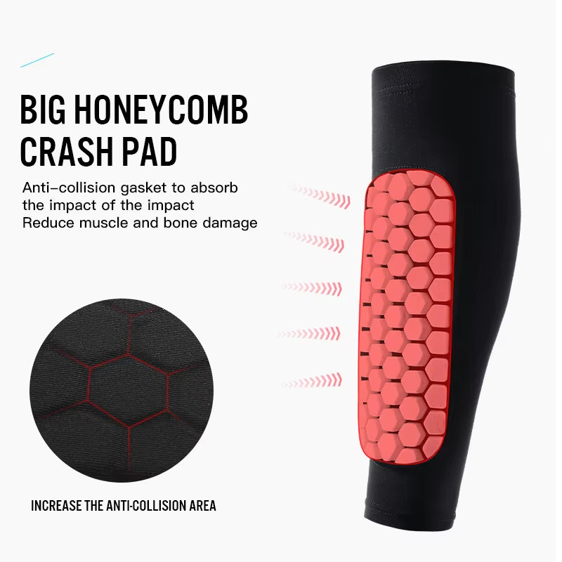 Premium Football Shin Guard Socks with Foam Padding - Calf Compression Sleeve & Honeycomb Design for Ultimate Protection and Comfort in Soccer!