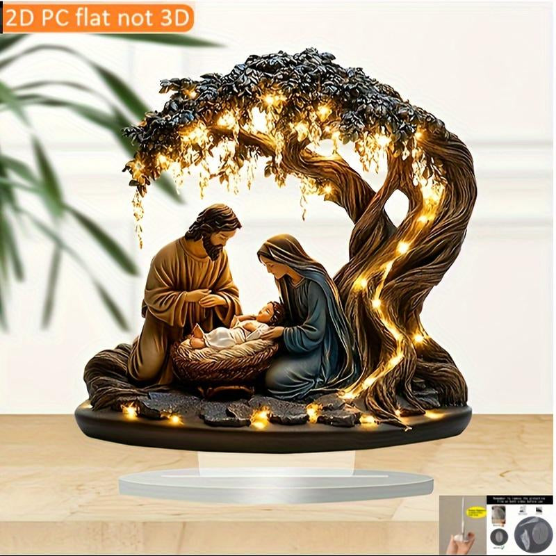 Charming 2D Flat Christmas Scene Desktop Decoration - Perfect for Home, Office & Holiday Gifting!
