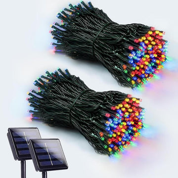 Enchanting Solar String Lights - 160/130/100 LEDs in Warm & Multi-Color, 8 Sparkling Modes Perfect for Christmas & Outdoor Decor!