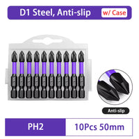 D1 Premium Shock-Proof Magnetic Screwdriver Bits Set - High Hardness PH2 in 25/50/65/70/90/150mm