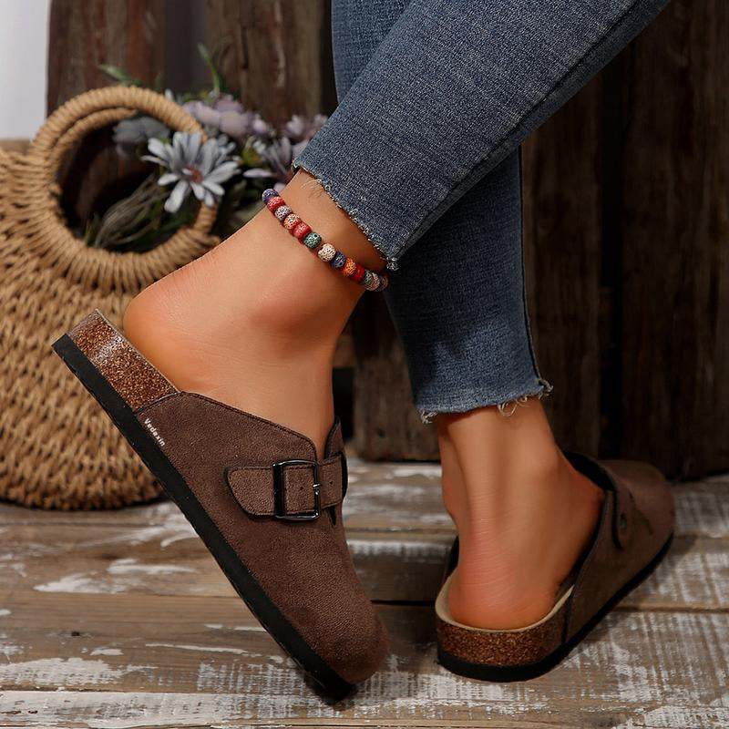 Unisex Suede Clogs with Leather Mules and Cork Footbed - Comfortable Slip-On Sandals