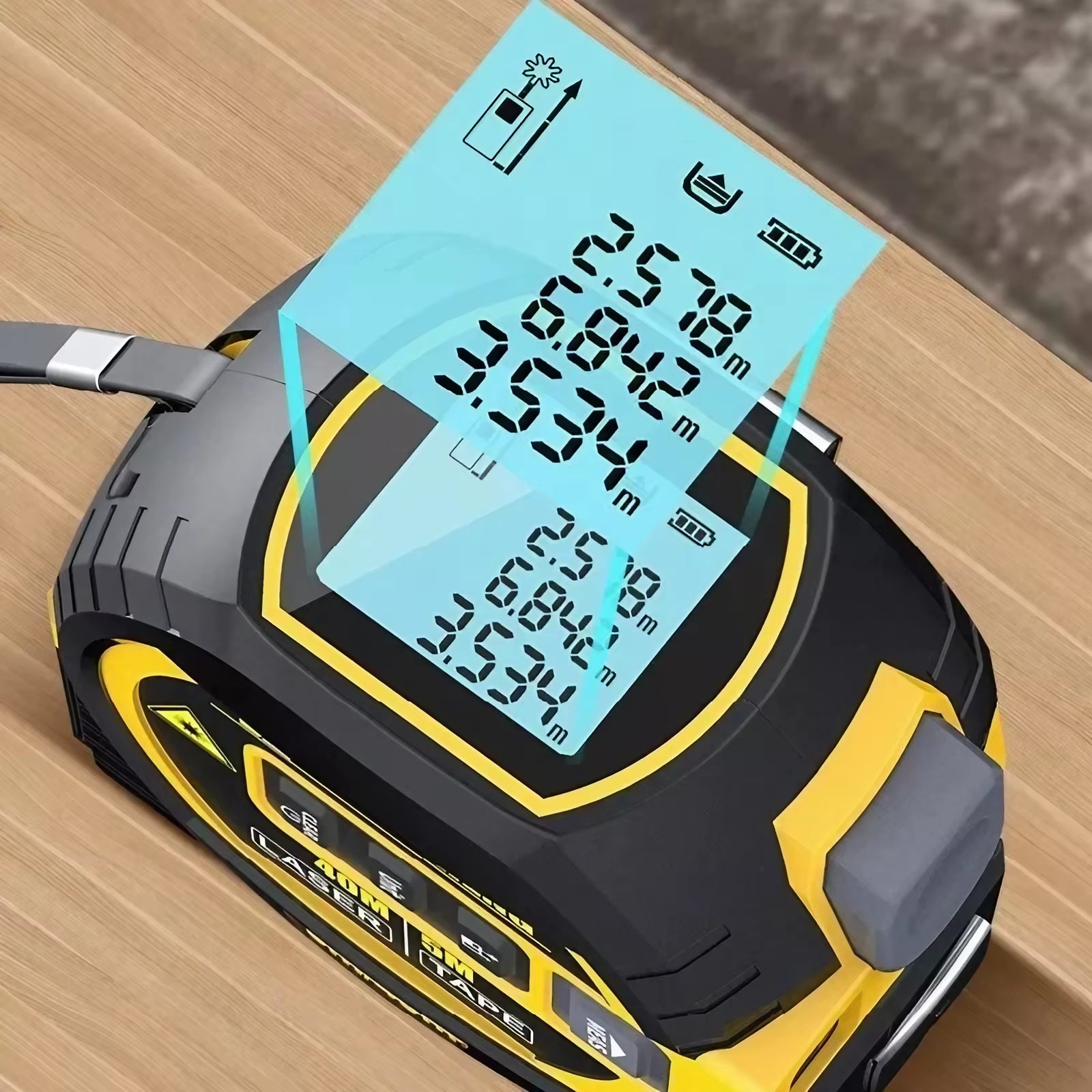 Versatile 3-In-1 Laser Tape Measure - High Precision 40/60M Infrared Distance Measuring Tool