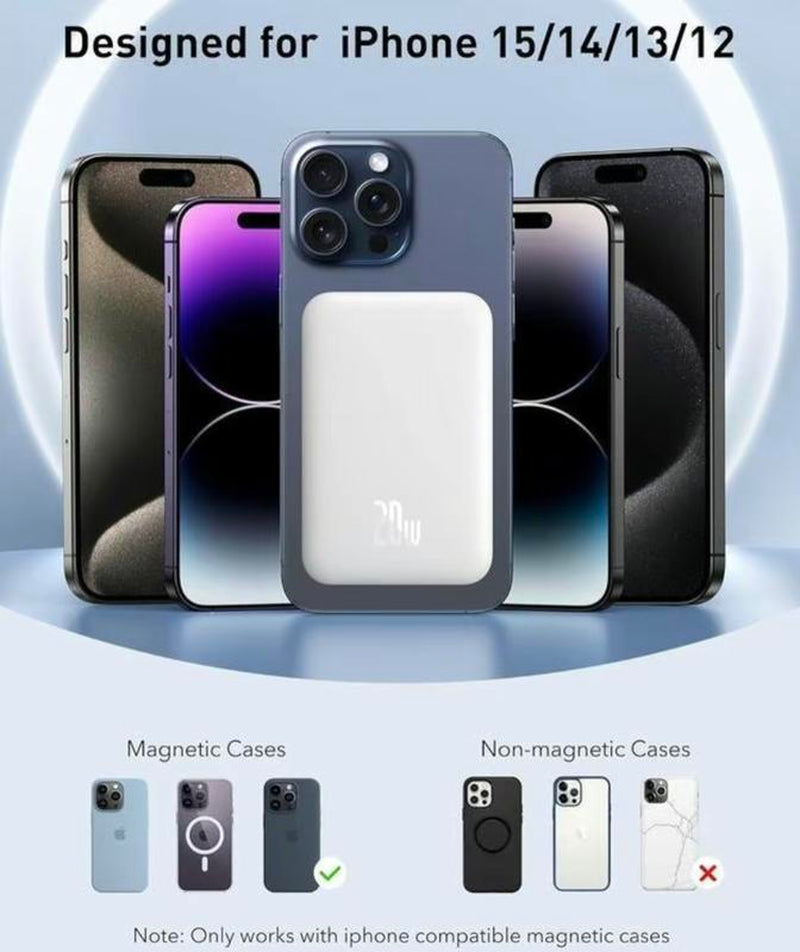 Ultra-Thin 10000mAh Magnetic Power Bank for iPhone 12-17 - Fast Charging PD 20W Wireless Portable Charger