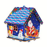 DIY 5D Diamond Painting Christmas House Puzzle – Festive Wooden Building Blocks for Holiday Decor & Handmade Gifts!