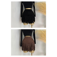 Boho-Chic Cowgirl Fringe Suede Skirt - Elevate Your Western Style!