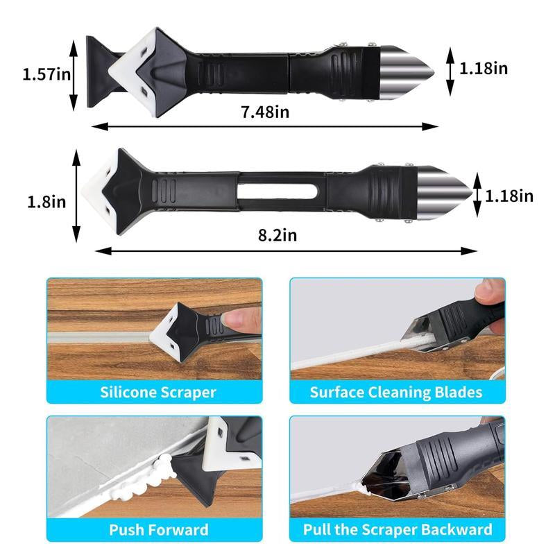 Elevate Your Home Maintenance with 11Pcs Silicone Caulking Tools - 3-in-1 Grout Removal & Scraper Kit!