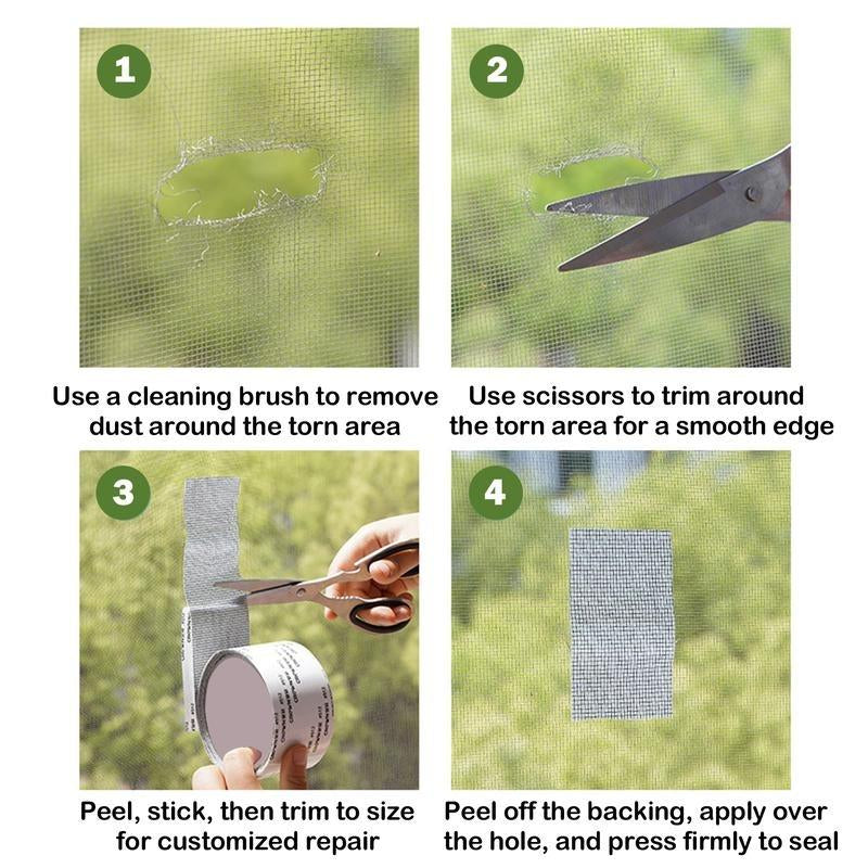 Repair Your Screens Like New: Durable Gray Adhesive Fiberglass Mesh Tape for Windows & Doors