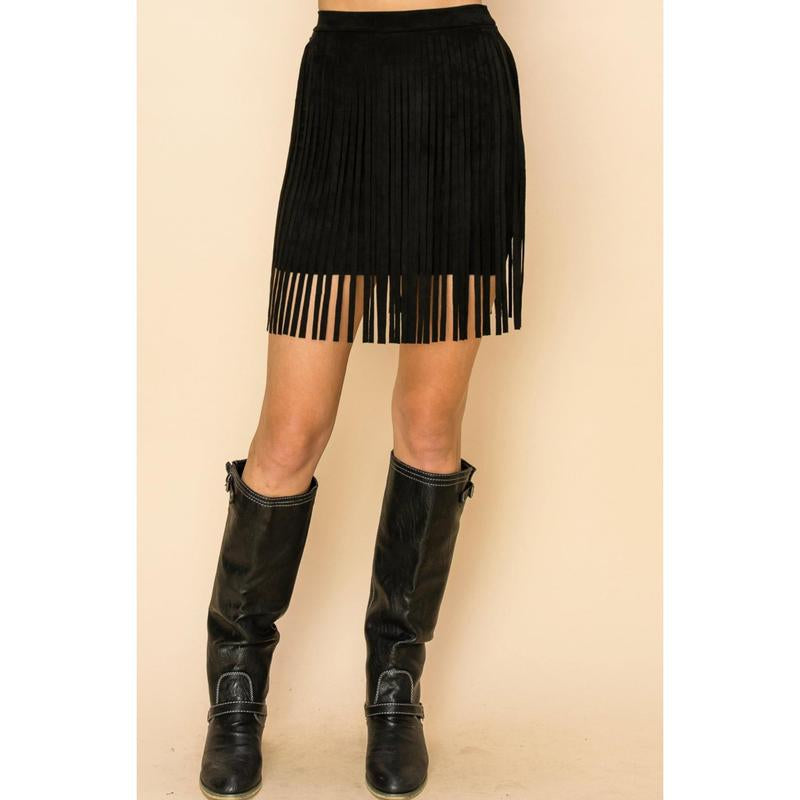 Chic Suede Fringe Skirt for Effortless Style