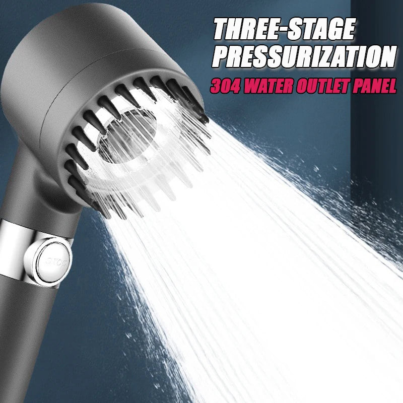 Revitalize Your Shower Experience: 3-Mode High-Pressure Rain Shower Head with Massage Brush Filter