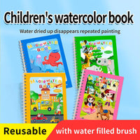 Magic Mess-Free Water Coloring Book for Toddlers - Reusable 3/6 Pack Educational Drawing Activity - Perfect Travel Toy for Kids 3-6 Years Old