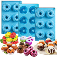 Versatile Mini Fluted Tube Pan Set - 6-Cavity Baking Molds for Perfect Chocoflan and Desserts (3 Pieces)