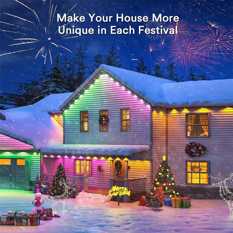 Transform Your Outdoors: Smart LED Eave & String Lights with APP & Remote Control, Waterproof for Patio, Garden & Home