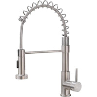 Brushed Nickel Kitchen Faucet with Pull-Down Sprayer - Modern Stainless Steel Single Handle for Farmhouse, RV, and Outdoor Use