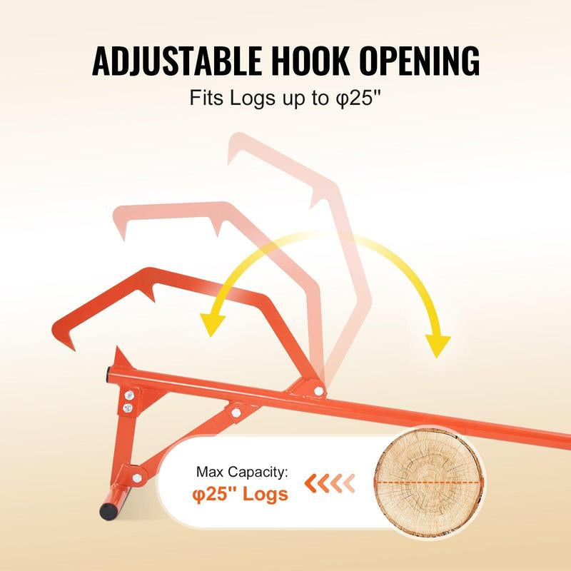 VEVOR Heavy Duty 46.5" Timberjack Log Lifter - Effortlessly Roll Logs Up to 25" Diameter