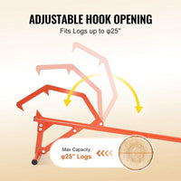 VEVOR Heavy Duty 46.5" Timberjack Log Lifter - Effortlessly Roll Logs Up to 25" Diameter