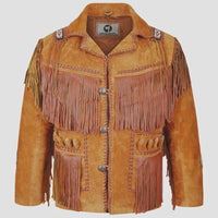 Handmade Suede Leather Fringe Western Jacket: Vintage Cowboy Style