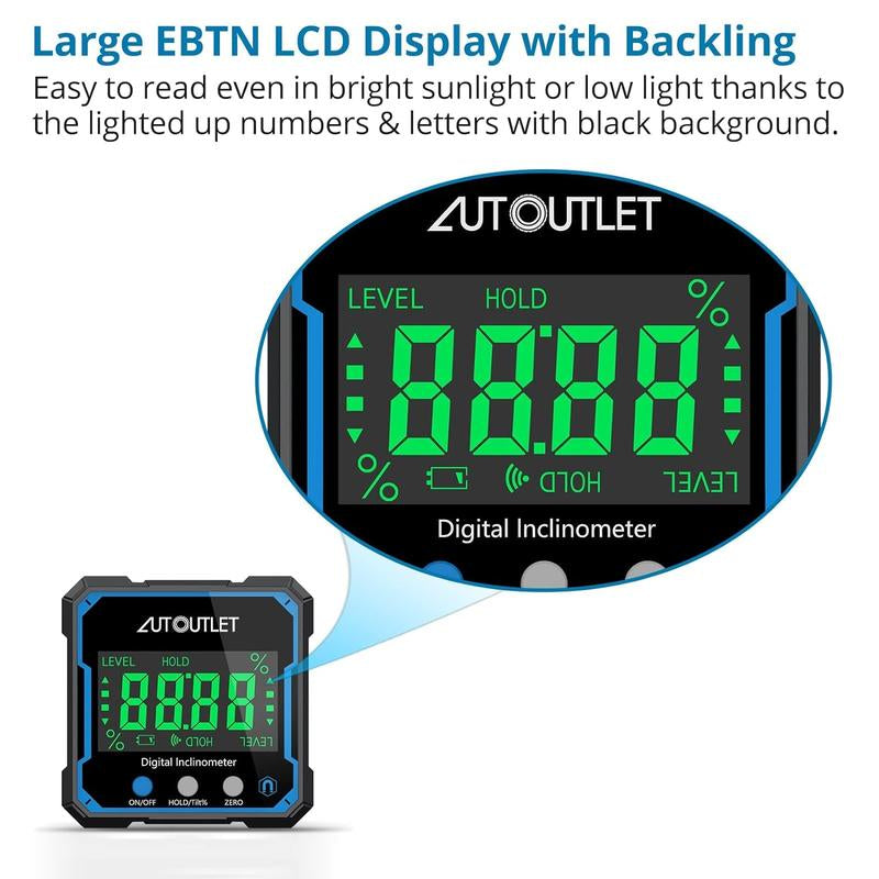 Digital Angle Finder Protractor with Magnetic Base & Backlight - Precision Level Gauge for Woodworking & Inclinometer Tool