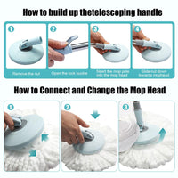 Ultimate Spin Mop & Bucket Set - 360° Floor Cleaning with 3 Microfiber Heads & 50" Extended Handle!