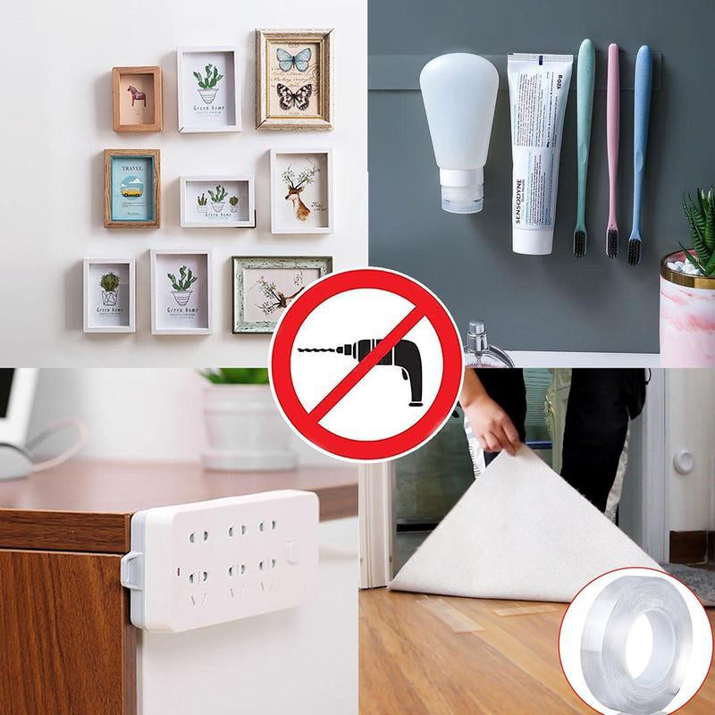 3 Rolls of Heavy Duty Double Sided Nano Adhesive Tape - 9.85FT See-Through Mounting Strips for Easy Home Decor & Gym Tasks