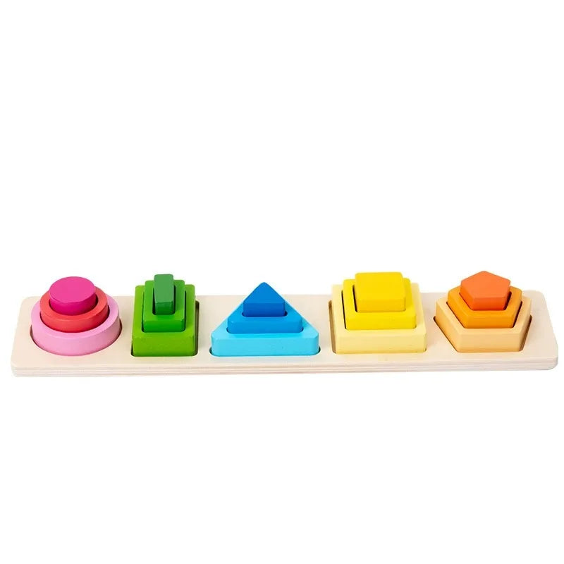 5-Pack Geometric Shape Sorting & Stacking Toys – Learn Colors & Shapes!