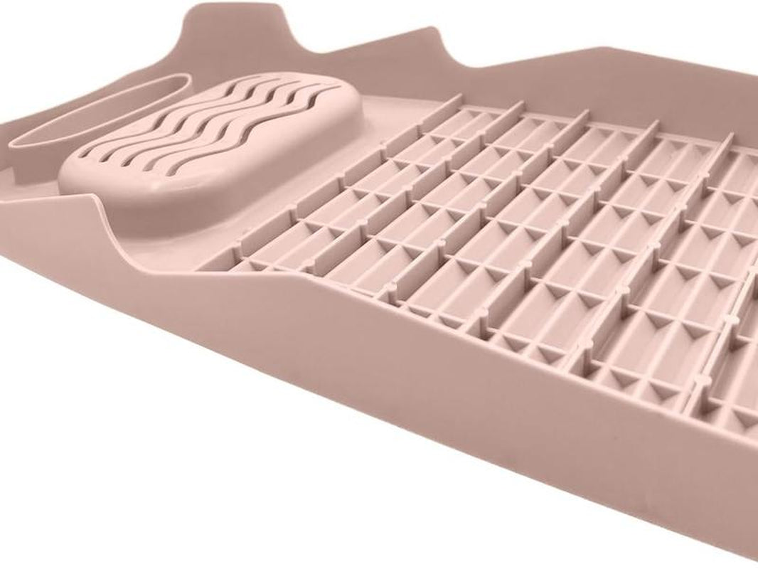 Portable Light Pink Washboard for Effortless Hand Washing Clothes - Includes Convenient Holder