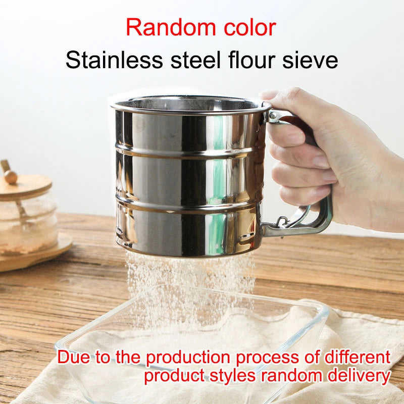 Premium Stainless Steel Flour Sifter with Hand Press - Perfect for Baking & Powder Sugar Shaking!