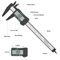 Precision Carbon Fiber Digital Caliper - 150mm/100mm Micrometer Measuring Tool
