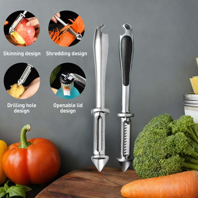 Ultra Sharp 2-in-1 Stainless Steel Vegetable Peeler - Ergonomic Non-Slip Handle & Rotary Serrated Blade for Effortless Peeling & Julienne Cutting