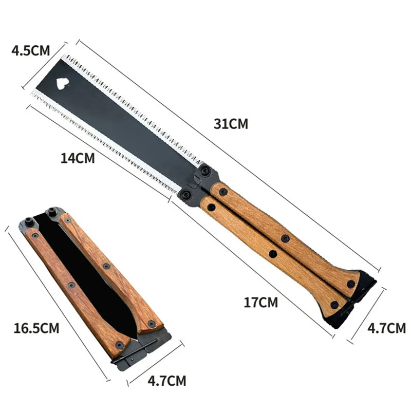 Versatile Folding Butterfly Saw - Compact Hand-Held Logging & Woodworking Tool with Double-Sided Grinding