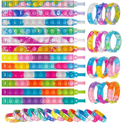 Rainbow Pop Fidget Bracelets – 24/48/72 PCS Party Pack!