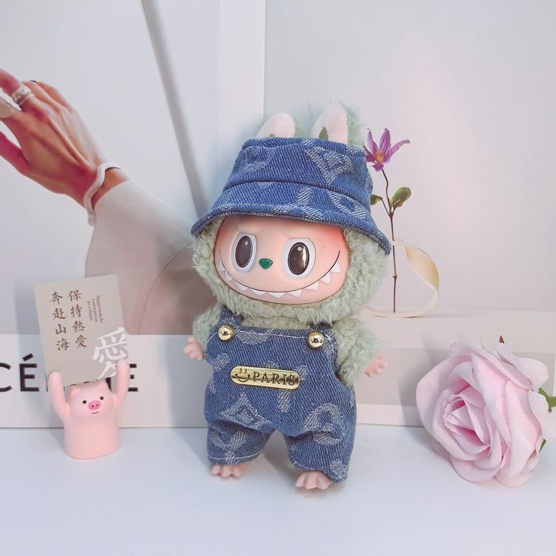 Labubu Fashion Miniature Outfit Set – Trendy Suspender Pant Replacement & Purse for 12" Oak Small Dolls – Blind Box Surprise!