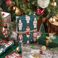 Reversible Nutcracker Christmas Wrapping Paper - 17" x 33' Foil Green Mini Roll for Holiday Celebrations and Parties